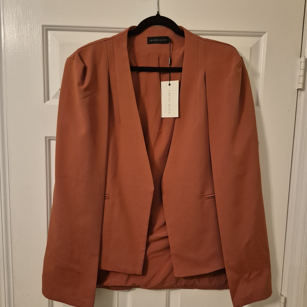 Lavish Alice Women's Orange Cape Blazer